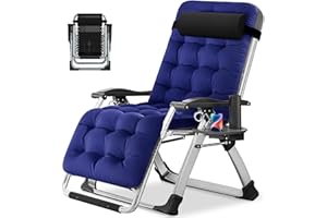 ‎MEULBATY Meulbaty 200KG Belastbar Klappbar Liegestuhl mit Auflage, Sitzen und Liegen Doppelzweck Verstellbare für Wohnzimmer, Balkon, Strand oder Pool (Blaue Pleuche)