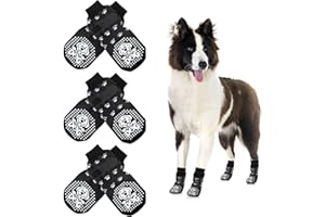 Mfsdai 3 Paar Anti Rutsch Socken für Hunde Hundesocken mit Verstellbaren Klettverschlüssen,rutschfeste Hundesocken für Hartholzböden Pfoten Rutschen Pfotenschützer für Kleine Mittlere und Große Hunde