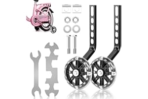 KUHAWL 1 Paar Stützräder, Fahrrad Stützräder Universal Hilfsrad, Einstellbare Sicherheitsstützräder für Kinderfahrrad mit Mute Flash Räder für 12-20 Zoll Single Speed Fahrrad