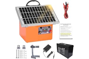 DNOYEVVS 32KM Solar Pastor Electrico con Batería,9.5KV pastor electrico Cerca eléctrica Controlador para caballos, 0.5J Cerca eléctrica Pastor para Cría de animales pastores, para Granja Pastar Jardín