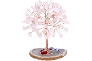 GEFIRE Árbol de la Vida de Cristal, 9-10 cm Mini árbol de Cristal Arbol de la Vida Piedras Chakras, para Chakra Reiki Regalo hogar Oficina Mesa Decoración Regalo Ornamento Escultura (Rosa)