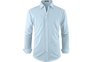 YAOBAOLE Chemise sans Repassage Homme Manches Longues Habillée Formelle Casual Business Coupe Ajustée Chemise Mariage Couleur Unie