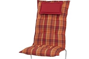 VOPLLS Kettler Polen KETTtex 2136 Auflage Hochlehner Rom orange-rot kariert 123x50x9 cm Sitzpolster