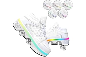 TOME.SKATES Roller Skates Shoes boys and girl，Shoes with Wheels for women and men，Adjustable Double Row Skating Shoes for kids,Trainers/Skates 2 in 1