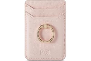 DMaos Etui na karty z pierścieniem dla dziewczynki, 2 sztuki portfela kredytowego RFID skóra PU kij na plecach uchwyt do iPhone'a Samsung Smartphone - różowy, różowy, S, Nowoczesny