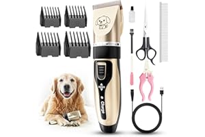 COLDSPOT Dog Clippers, Rechargeable Low Noise Cordless Pet Clippers, with 4 Guide Combs and Cleaning Brush Nail Kits