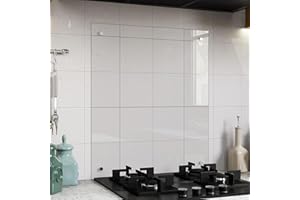 BELOFAY 6mm Clear Tempered Glass Splashbacks for Cookers, Toughened Glass Heat Resistant Splashback for Kitchen with Pre-Drilled Holes (50x60cm)