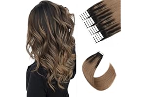 Sixstarhair Invisible Tape Extensions Echthaar Dunkelbraun Verblasst Zu Kastanienbraunem Balayage #2/6 Echthaar Extensions Tape 55cm 20pcs 50g
