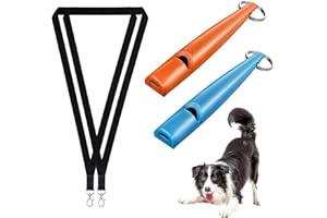 FANNAS Fischietti per Cani, 2 Pezzi Professionale Fischietto Ultrasuoni per Cani con Cordino, Fischietto per Cani a Frequenza Regolabile Antiabbaio, per Controllo Richiamo e Abbaiare, Blu/Arancione