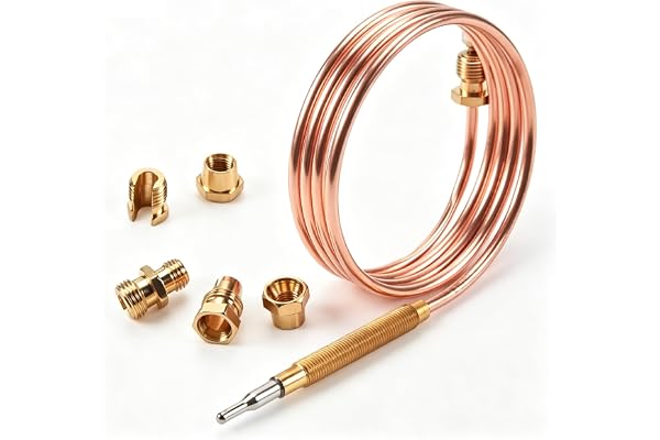 Uadme Termoelement gas, 900 mm M6 x 0,75 termoelement för gasspis, universellt termoelement för induktionsspis, gasspis, värmare och andra brännare, tillbehör för värmeapparater