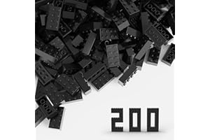 TTEHGB TOY Klassischer Massenziegel 2x4, 200 Stück Baustein Schwarz, Kompatibel mit Alle Großen Marken, MOC Enthusiasten, Farben: Schwarz