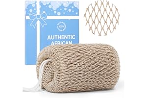 MUIIUM African Net Sponge Authentic with Knots,Exfoliating Bath Sponge for Deep Cleansing, Long-Lasting Body Scrub, Shower & Bath Accessories for Women & Men (flaxen)