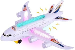 DIELIANHUA Avion Jouet Lumineux, Avion Jouet Sonore et Lumineux, Avec des Sons de Décollage, Lumières LED-Fonction Bump-And-Go, Convient Comme Cadeau D'Anniversaire pour les Garçons Filles âgés de 4 à 8 Ans
