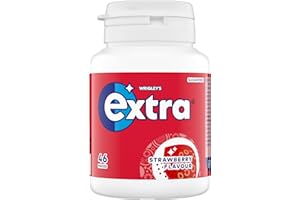 Wrigley's Extra Chewing Gum Bottle Sugar Free, Strawberry Flavour, 46 Pieces