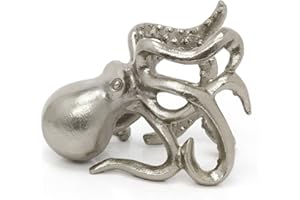 Carousel Home Silver Metal Octopus Wine Holder | Nautical Table Top Wine Bottle Holder | Wine Bottle Display Stand - 15x20cm