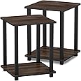 Furinno Simplistic 2-Pack End Table, Side Table, Nightstand, Columbia Walnut/Black
