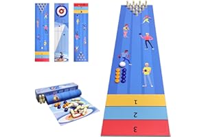 RAYNA GAMES Shuffleboard Curling Game, 3 in 1 Tabletop Curling Game, Table Top Curling Bowling,Table Shuffleboards,Tabletop Game Interactive Game,Shuffleboard Board Games for Kids and Adults Family Party Games