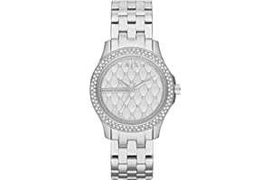 Armani Exchange Montre pour femmes, à trois aiguilles, boîtier en acier inoxydable argenté de 36 mm avec bracelet en acier inoxydable, AX5215