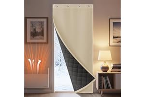 ‎PLODAXE PLODAXE Türvorhang Kälteschutz Selbstklebend, Wasserdicht Dicker Wärmeschutzvorhang Tür Thermovorhang mit Ösen, 1 Stück, Gegen Kälte und Hitzen für Haustür, Schlafzimmer(Beige, B82xH204cm)