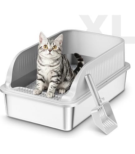Roestvrijstalen Zeefkattenbak XL – Met Deksel, Voor Dennenpellets, Incl. Zakjes, Schep & Mat, Antikleef