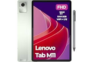 Lenovo Tab M11, Tablet Display 11" WUXGA (1920x1200), MediaTek Helio G88, RAM 8GB, 128GB, WiFi, 4G LTE, Android 13 - Seafoam Green, Penna Inclusa - Esclusiva Amazon