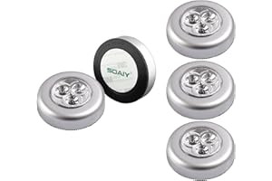 SOAIY Luce adesiva a batteria Luci Armadio Luce notturna con 3AAA Batterie Risparmio energetico Leggerissimo per Cucina, Corridoio, Scale, Camere per bambini, Garage (5 pz)
