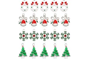 AIEX 20 Pendentifs de Noël, Breloques en Émail pour Bijoux de Noël, Bracelet, Boucles D'oreilles, Collier