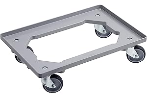 Werkzeyt 821500, carrello, 615 x 415 mm, per contenitori impilabili europei, 600 x 400 mm, portata 250 kg, telaio in plastica ABS e rotelle in elastometro termoplastico (TPE)