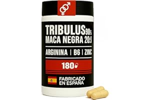 DIETÉTICA EUROPEA tribulus terrestris 180 Cáp - 90% tribulus maca testosterona - Con maca pura 20:1 Arginina B6 Zinc - Mejora la fuerza y resitencia - FABRICADO EN ESPAÑA