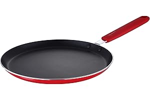 RENBERG Jazzy Red | Poêle antiadhésive rouge de 24 cm de diamètre et 1,8 cm de hauteur | en aluminium pressé | manche Soft To