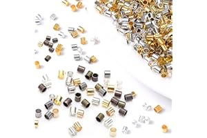 SAIZONE 1500PCS Perline a Crimpare a Tubo di Ottone per la Creazione di fai da te Collane, Bracciali, Gioielli che Fanno 1.5mm/2.0mm/2.5mm