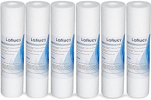 Filtre à eau sédimentaire Lafiucy de 5 microns compatible avec l'unité RO de 10 pouces, cartouche de filtre à eau sédimentaire fondue-soufflé-aiguille-perforé 10"x 2.5",6pack