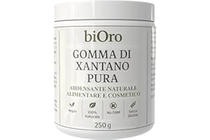 biOro Gomma di Xantano Pura 250g – Addensante Naturale per Uso Alimentare e Cosmetico – E415 – Vegan, Senza Glutine, No OGM – Per Cucina Molecolare, Gelati, Zuppe, Dolci e Mixology