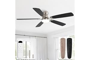 Sofucor Deckenventilator mit Beleuchtung und Fernbedienung, DC, 132 cm, 5 Flügeln, Timer, 3 Farbtemperatur, 6 Geschwindigkeiten, Sommer Winterbetrieb Leise Deckenventilator mit Licht für Wohnzimmer