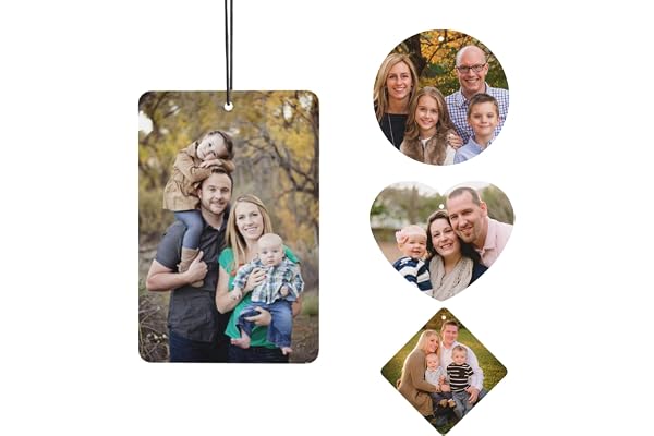 Désodorisants de voiture personnalisés – Désodorisant de voiture personnalisé avec votre photo/image/texte/logo, désodorisant personnalisé pour voiture, famille, cadeaux (impression recto verso)