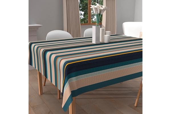 Soleil d'ocre, Nappe imprimée Anti-tâches carrée 180x180 cm BAYADERES Bleu