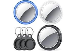 QCOQ Buscador de Objetos Bluetooth, Air Tracker Tag Compatible con Buscar Apple (Sólo iOS), Localizador con Funda Protectora/Llavero, Rastreador para Llaves/Carteras/Equipaje, Batería Reemplazable, 3 Pack