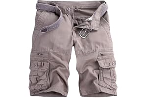 VATINNT Mens Cargo Shorts Cotton Combat Casual Work Shorts with Zipper Pockets No Belt
