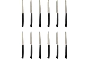 PINTINOX Prima Collection Coltelli tavola lama seghettata Set 12 pz Acciaio Inox con manico nero, Spelucchini ideali per sbucciare frutta