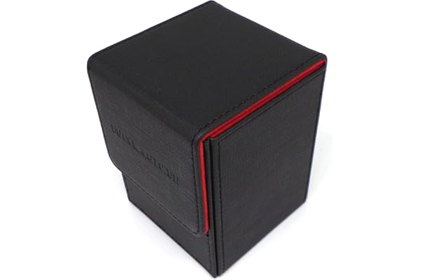 docsmagic.de Premium Magnetic Flip Box (100) Black/Red + Deck Divider - MTG PKM YGO - Boite Noir/Rouge