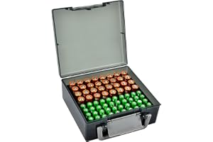 Batterilåda batteri förvaringslåda organiserare väska för AA AAA-batterier, 72 batterier förvaringsbehållare för hemorganisation (batterier ingår ej)