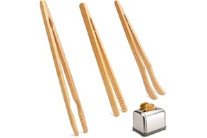 Realure Lot de 3 Pince à Toast Pince Bois Grille Pain Pince En Bois Pour Grille Pain Pince Bambou 18-21cm Pince Enfant Adultes Pince a Grille Pain Pince Cuisine pour Pain Grille Fruits et Cornichons