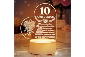 VETBUOSA Regalo Aniversario Boda, Regalos 10 Aniversario Bodas, Lámpara de Noche, Regalos Aniversario para Hombre, Regalo Aniversario de 10 Años, Regalos para El Aniversario, Regalos de 10 Aniversario