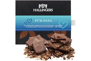 ‎HALLINGERS GENUSS MANUFAKTUR Hallingers Für Papa - Vatertagsgeschenk Vollmilch Edel-Schokolade mit Macadamia-Nougat, handmade für Papa Vater Opa (Box) - Muttertagsgeschenk & Geschenkideen zum Vatertag | Jahrestag Freundschaft Gen