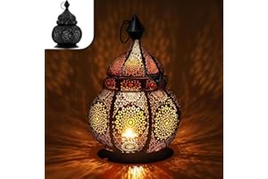 Lampe Orientale Gadgy en Métal - Lampe Marocaine avec Effet d'Ombre - Lanterne faite à main de 26 cm - Lanterne décorative extérieure Ramadan