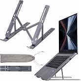 Arae Laptop Stand for Desk, Adjustable Ergonomic Portable Aluminum Laptop Holder, Foldable Computer Stand 7 Angles Anti-Slip 