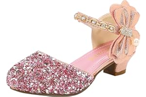 IQYU Princesa Zapatos Niños Niñas Tacón Bajo Zapatos Individuales Zapatos Rhinestone Lazos Tacón Bajo Princesa Flor Boda Fiesta Para Niño Mocasines