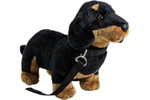 Carl Dick Peluche Cane, Bassotto nero con guinzaglio per cani, 30cm 3362