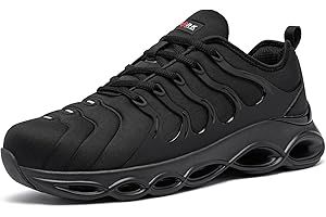 LARNMERN Obuwie ochronne damskie buty robocze, antypoślizgowe, amortyzujące, modne stalowe noski, buty robocze, wygodne, lekkie