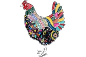 DOWAY Broche de aleación de esmalte con diseño floral de gallina y pollo, con diamantes de imitación de dibujos animados, joyería para mujer, solapa, ropa, bufanda, decoración de regalo